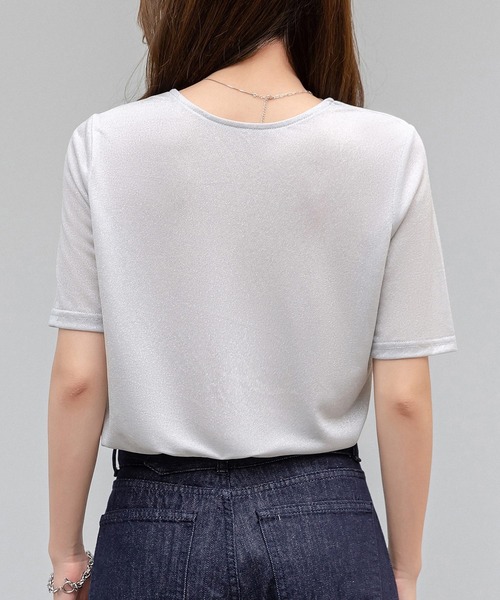 DAY CLOSET(デイ クローゼット)の「レディース 煌めきで表情変わるラメニットシアートップス(シャツ/ブラウス・レディース・ブラック/シルバー・M/L)」の12枚目の写真