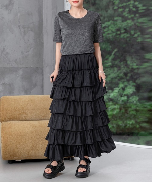 DAY CLOSET(デイ クローゼット)の「レディース 煌めきで表情変わるラメニットシアートップス(シャツ/ブラウス・レディース・ブラック/シルバー・M/L)」の5枚目の写真