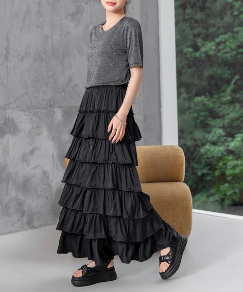 DAY CLOSET(デイ クローゼット)の「レディース 煌めきで表情変わるラメニットシアートップス(シャツ/ブラウス・レディース・ブラック/シルバー・M/L)」の6枚目の写真