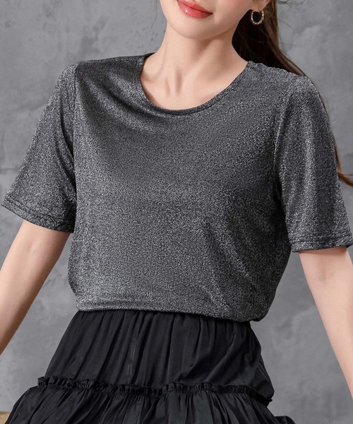 DAY CLOSET(デイ クローゼット)の「レディース 煌めきで表情変わるラメニットシアートップス(シャツ/ブラウス・レディース・ブラック/シルバー・M/L)」の14枚目の写真