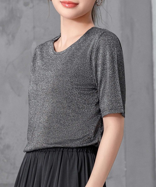 DAY CLOSET(デイ クローゼット)の「レディース 煌めきで表情変わるラメニットシアートップス(シャツ/ブラウス・レディース・ブラック/シルバー・M/L)」の16枚目の写真