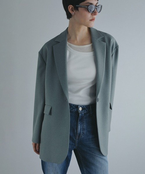 MANOF（マノフ）の「PEARL BELT JACKET（テーラードジャケット・レディース・キャメル/ミント/チャコールグレー・S/M）」の18枚目の写真