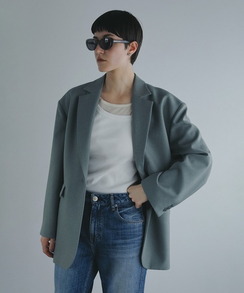 MANOF（マノフ）の「PEARL BELT JACKET（テーラードジャケット・レディース・キャメル/ミント/チャコールグレー・S/M）」の20枚目の写真