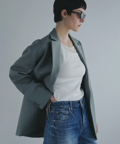 MANOF（マノフ）の「PEARL BELT JACKET（テーラードジャケット・レディース・キャメル/ミント/チャコールグレー・S/M）」の21枚目の写真