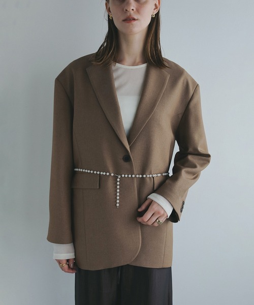 MANOF（マノフ）の「PEARL BELT JACKET（テーラードジャケット・レディース・キャメル/ミント/チャコールグレー・S/M）」の14枚目の写真