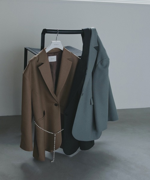 MANOF（マノフ）の「PEARL BELT JACKET（テーラードジャケット・レディース・キャメル/ミント/チャコールグレー・S/M）」の15枚目の写真