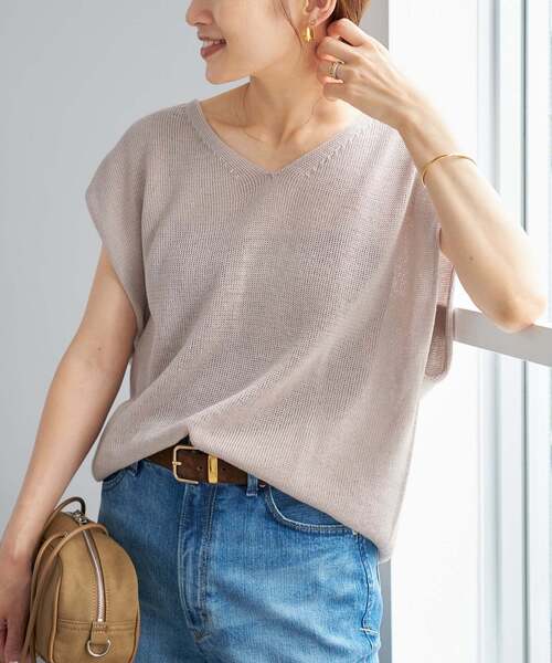 IENA(イエナ)の「《追加2》コットンギマフレンチプルオーバー(ニット/セーター・レディース・ベージュ/ネイビー/ブラック/チョコ・FREE)」の3枚目の写真