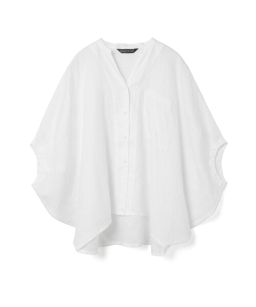 セール】mizuiro ind リネンスタンドカラーコクーンシャツ