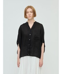 mizuiroind（ミズイロインド）の「mizuiro ind リネンスタンドカラーコクーンシャツ（シャツ/ブラウス・レディース）」