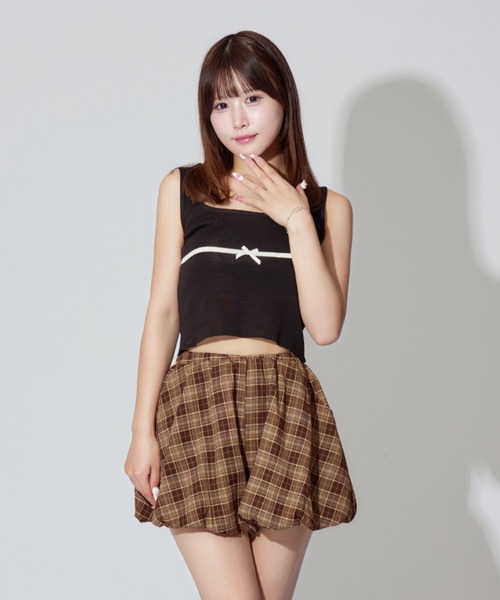 リボン付きタンクトップ（ベージュ・黒）6枚セット Ribbon Tank / リボンデザインタンク（タンクトップ）｜ALLuRing ChaRm