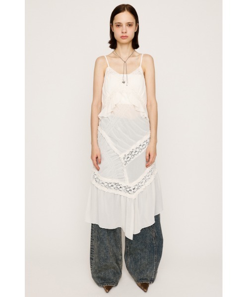 SLY(スライ)の「SHEER SQUEEZE CAMI DRESS シアー スクウィーズ キャミドレス キャミワンピース 夏服 秋服(ワンピース・レディース・アイボリー/マルチ・FREE)」の4枚目の写真