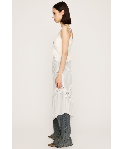 SLY(スライ)の「SHEER SQUEEZE CAMI DRESS シアー スクウィーズ キャミドレス キャミワンピース 夏服 秋服(ワンピース・レディース・アイボリー/マルチ・FREE)」の5枚目の写真