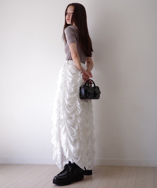 EIMY ISTOIRE(エイミーイストワール)の「フリルスカート(スカート・レディース・ホワイト/ブラック・F)」の5枚目の写真