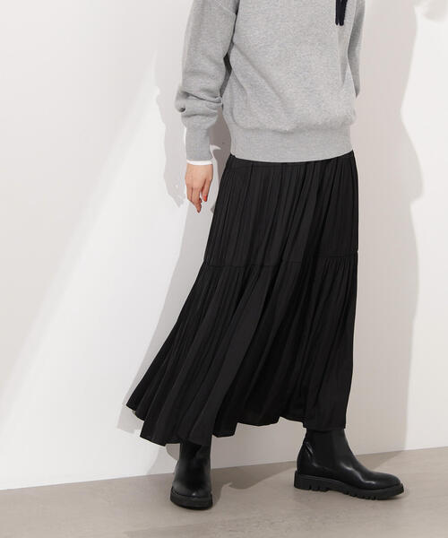 N.（N. Natural Beauty Basic）（エヌエヌナチュラルビューティーベーシック）の「【PS/低身長サイズ】ティアードロングスカート（スカート・レディース・キャメル/オフホワイト/ブラック・MEDIUM/PS）」の18枚目の写真