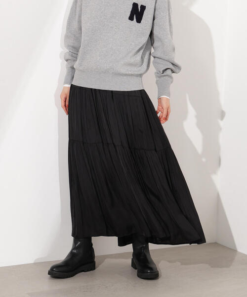 N.（N. Natural Beauty Basic）（エヌエヌナチュラルビューティーベーシック）の「【PS/低身長サイズ】ティアードロングスカート（スカート・レディース・キャメル/オフホワイト/ブラック・MEDIUM/PS）」の21枚目の写真