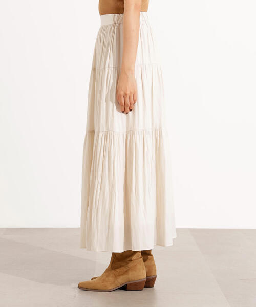N.（N. Natural Beauty Basic）（エヌエヌナチュラルビューティーベーシック）の「【PS/低身長サイズ】ティアードロングスカート（スカート・レディース・キャメル/オフホワイト/ブラック・MEDIUM/PS）」の10枚目の写真
