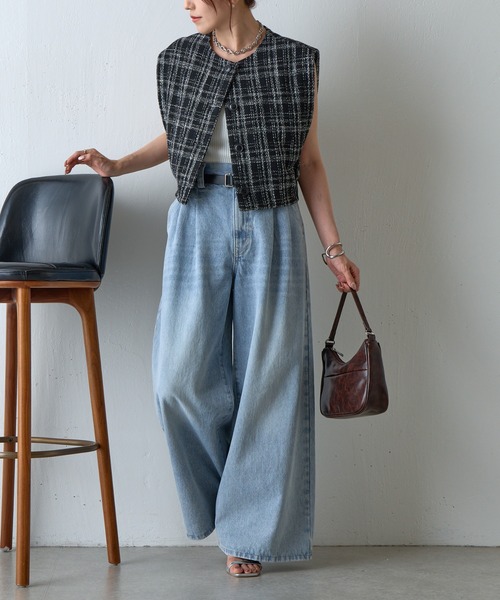 COLONY 2139(コロニートゥーワンスリーナイン)の「ツイードクロップドジレ(ベスト・レディース・ホワイト/ブラック・FREE)」の15枚目の写真