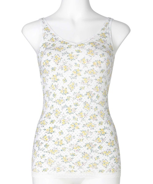 セール】キッドブルー -ピンドットフラワー -カップ付キャミソール