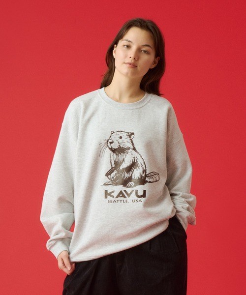 KAVU(カブー)の「KAVU/カブー Beaver Sweat/ビーバースウェット(スウェット・メンズ・ホワイト/グリーン/ゴールド/アッシュグレー/グレー/ブラック・MEDIUM/X-LARGE/LARGE)」の4枚目の写真