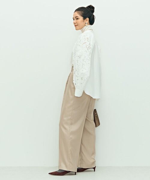NOLLEY’S(ノーリーズ)の「ウォッシャブルサテンワイドパンツ(その他パンツ・レディース・ベビーピンク/ベージュ/キャメル・34/40/38/36)」の6枚目の写真