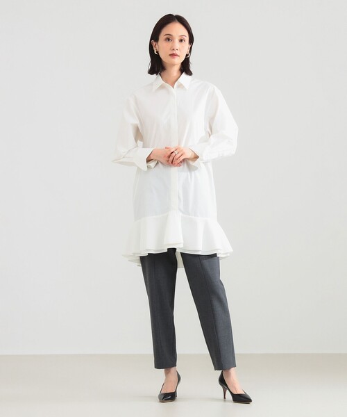 Demi-Luxe BEAMS（デミルクス ビームス）の「【1/15再値下げ】フリルヘム シャツ ワンピース（ワンピース・レディース・ブラック/オフホワイト・ONE SIZE）」の7枚目の写真