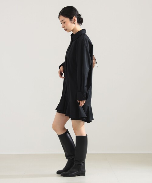Demi-Luxe BEAMS（デミルクス ビームス）の「【1/15再値下げ】フリルヘム シャツ ワンピース（ワンピース・レディース・ブラック/オフホワイト・ONE SIZE）」の14枚目の写真