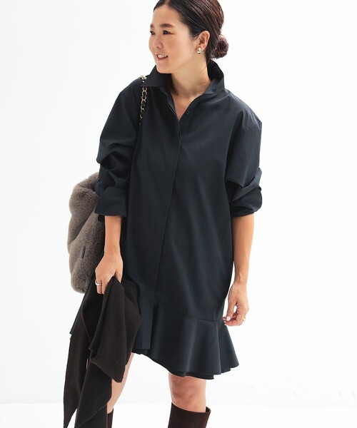 Demi-Luxe BEAMS（デミルクス ビームス）の「【1/15再値下げ】フリルヘム シャツ ワンピース（ワンピース・レディース・ブラック/オフホワイト・ONE SIZE）」の20枚目の写真