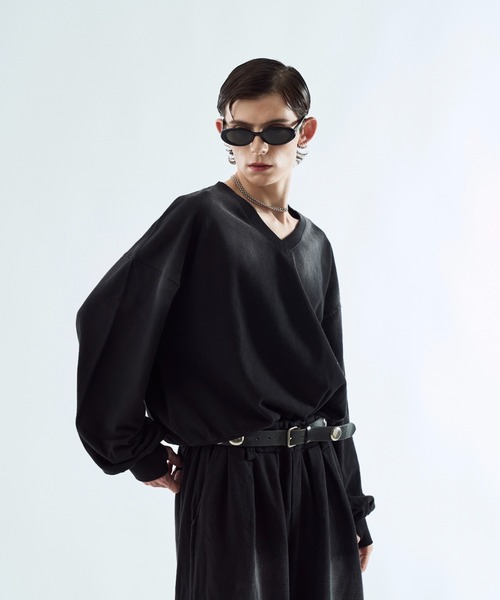 セイト　seyto /ブリーチフェードVネックスウェットトップス seyto（セイト）の「Bleach-fade V-neck sweat top ブリーチ
