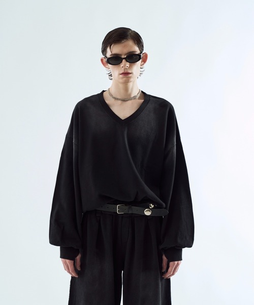 seyto(セイト)の「Bleach-fade V-neck sweat top ブリーチフェードVネックスウェットトップス(スウェット・メンズ・マスタード/ブラウン/ブラック/ブルー・3/2)」の20枚目の写真
