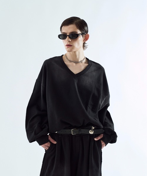 seyto(セイト)の「Bleach-fade V-neck sweat top ブリーチフェードVネックスウェットトップス(スウェット・メンズ・マスタード/ブラウン/ブラック/ブルー・3/2)」の21枚目の写真