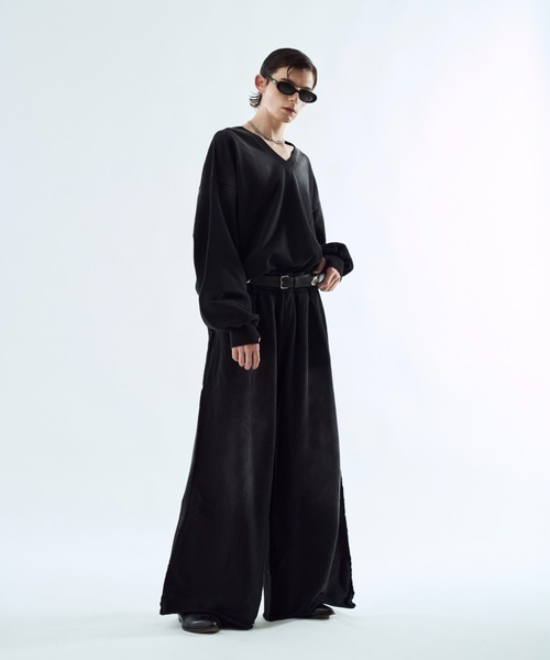 セイト　seyto /ブリーチフェードVネックスウェットトップス Bleach-fade V-neck sweat top ブリーチフェードVネック