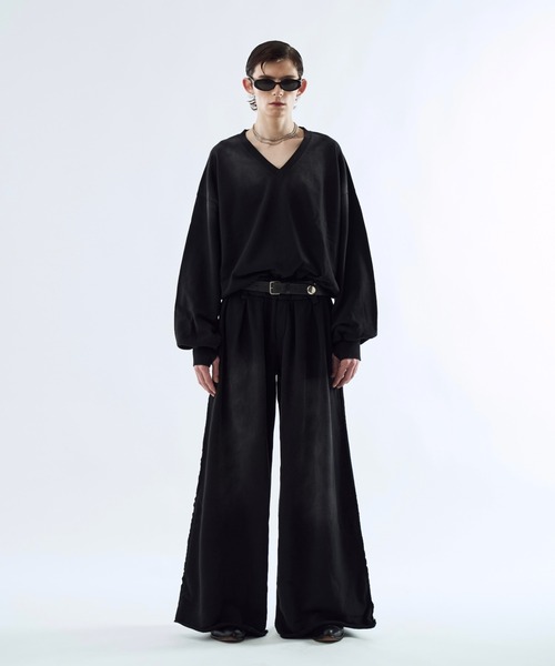 セイト　seyto /ブリーチフェードVネックスウェットトップス Bleach-fade V-neck sweat top ブリーチフェードVネック