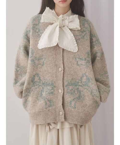 ribbon jacquard knit cardigan（カーディガン/ボレロ）｜merry jenny