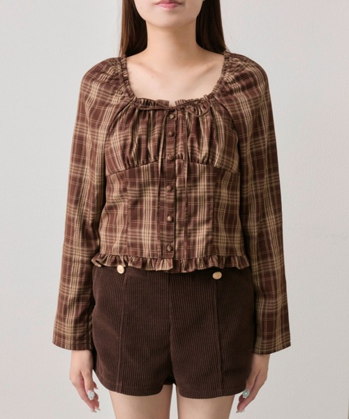 OLIVE des OLIVE（オリーブデオリーブ）の「【360度可愛い/細見え】細見えガーリーブラウス（シャツ/ブラウス・レディース・オフホワイト/ブラック/ブラウン・FREE）」の13枚目の写真