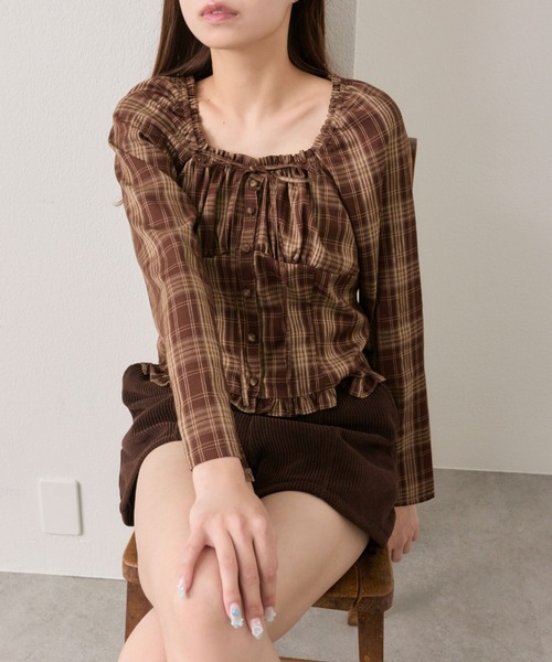 OLIVE des OLIVE（オリーブデオリーブ）の「【360度可愛い/細見え】細見えガーリーブラウス（シャツ/ブラウス・レディース・オフホワイト/ブラック/ブラウン・FREE）」の18枚目の写真