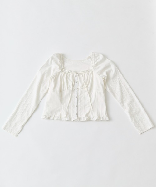 OLIVE des OLIVE（オリーブデオリーブ）の「【360度可愛い/細見え】細見えガーリーブラウス（シャツ/ブラウス・レディース・オフホワイト/ブラック/ブラウン・FREE）」の4枚目の写真