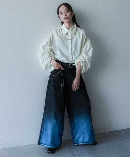 HARE(ハレ)の「グラデーションハクプリントデニムパンツ(HARE)(デニムパンツ・レディース・ブラック/ネイビー・FREE)」の9枚目の写真