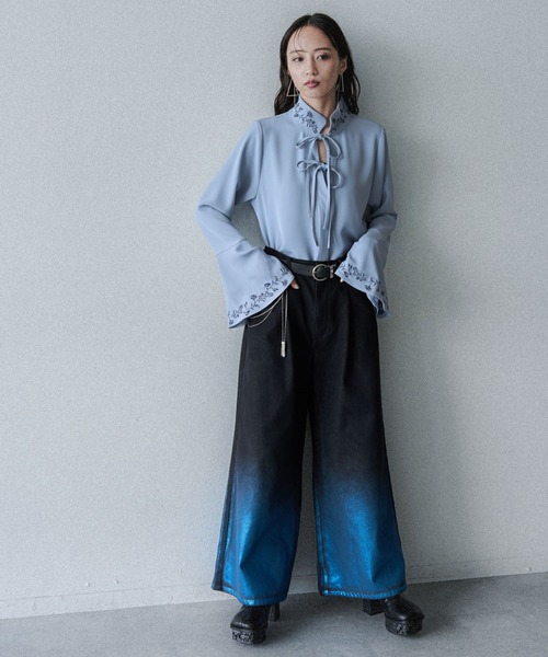 HARE(ハレ)の「グラデーションハクプリントデニムパンツ(HARE)(デニムパンツ・レディース・ブラック/ネイビー・FREE)」の11枚目の写真