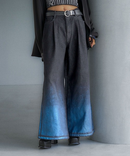 グラデーションハクプリントデニムパンツ(HARE)（デニムパンツ）｜HARE