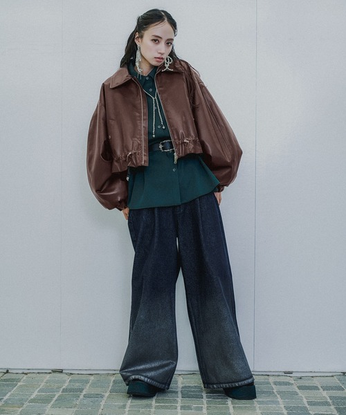 HARE(ハレ)の「グラデーションハクプリントデニムパンツ(HARE)(デニムパンツ・レディース・ブラック/ネイビー・FREE)」の4枚目の写真