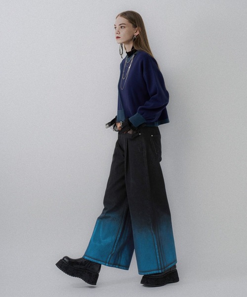 HARE(ハレ)の「グラデーションハクプリントデニムパンツ(HARE)(デニムパンツ・レディース・ブラック/ネイビー・FREE)」の5枚目の写真