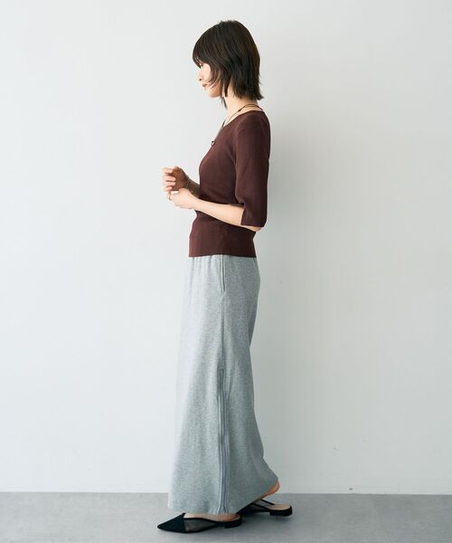 YECCA VECCA（イェッカヴェッカ）の「5分袖リブニット（ニット/セーター・レディース・ブラック/ベージュ/ブラウン・FREE）」の18枚目の写真