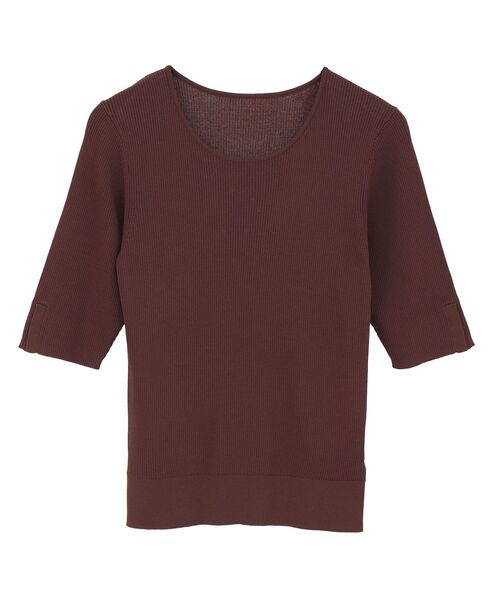 YECCA VECCA（イェッカヴェッカ）の「5分袖リブニット（ニット/セーター・レディース・ブラック/ベージュ/ブラウン・FREE）」の17枚目の写真