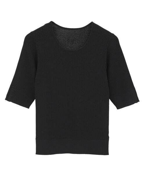 YECCA VECCA（イェッカヴェッカ）の「5分袖リブニット（ニット/セーター・レディース・ブラック/ベージュ/ブラウン・FREE）」の7枚目の写真