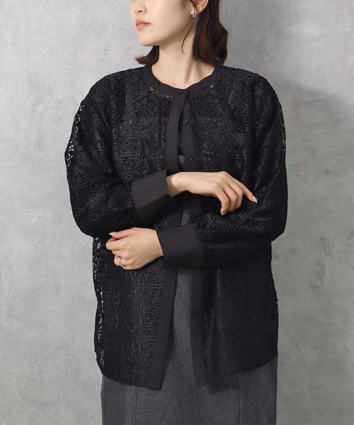 Bleu Bleuet(ブルーブルーエ)の「【ZOZO限定】レーススタンドシャツ(シャツ/ブラウス・レディース・ブラック/オフホワイト・FREE)」の21枚目の写真