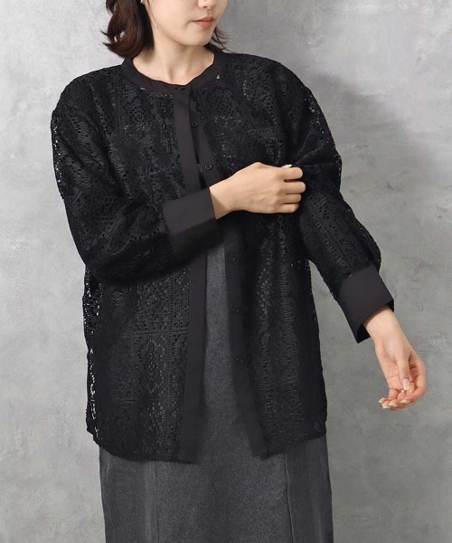 Bleu Bleuet(ブルーブルーエ)の「【ZOZO限定】レーススタンドシャツ(シャツ/ブラウス・レディース・ブラック/オフホワイト・FREE)」の22枚目の写真