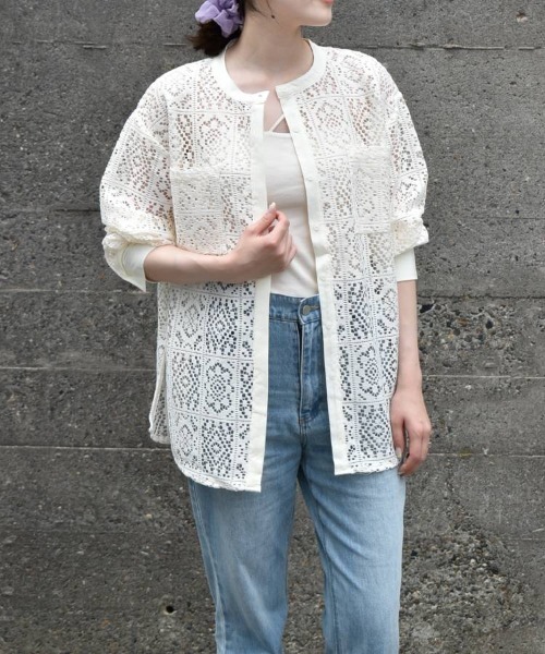 Bleu Bleuet(ブルーブルーエ)の「【ZOZO限定】レーススタンドシャツ(シャツ/ブラウス・レディース・ブラック/オフホワイト・FREE)」の9枚目の写真