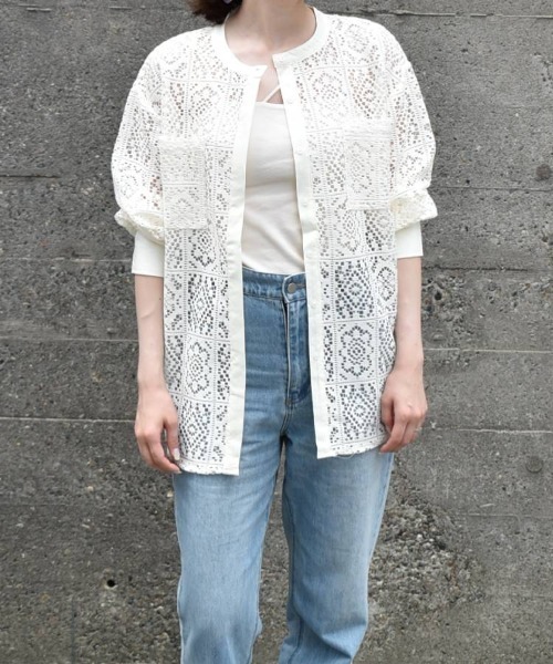 Bleu Bleuet(ブルーブルーエ)の「【ZOZO限定】レーススタンドシャツ(シャツ/ブラウス・レディース・ブラック/オフホワイト・FREE)」の10枚目の写真