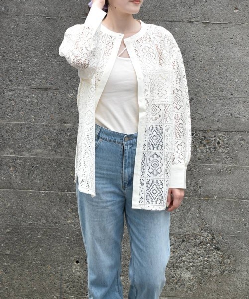 Bleu Bleuet(ブルーブルーエ)の「【ZOZO限定】レーススタンドシャツ(シャツ/ブラウス・レディース・ブラック/オフホワイト・FREE)」の11枚目の写真