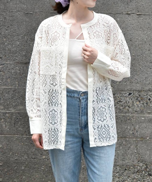 Bleu Bleuet(ブルーブルーエ)の「【ZOZO限定】レーススタンドシャツ(シャツ/ブラウス・レディース・ブラック/オフホワイト・FREE)」の13枚目の写真